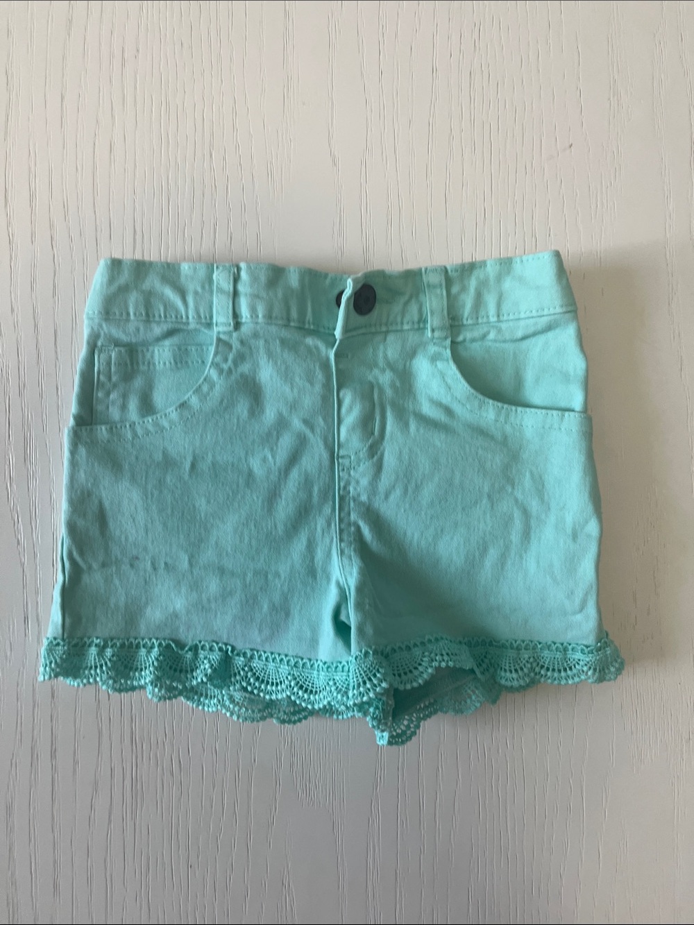 Girls Mint Crochet-Trim Shorts